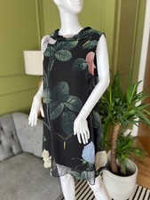 Ted Baker Dress/ Tunic Size UK 8 Black Floral Mini