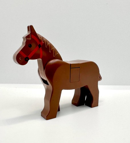 Lego brown horse red bridle - brown,