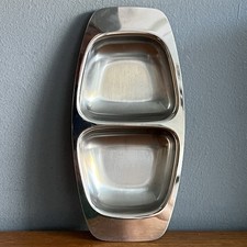 Vintage Alfra Alessi Stainless Steen Two Sectioned Divided Serving Dish 16cm