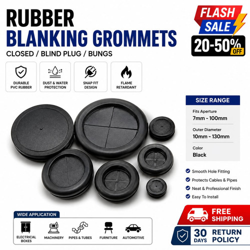 Black blanking grommets - black, rubber