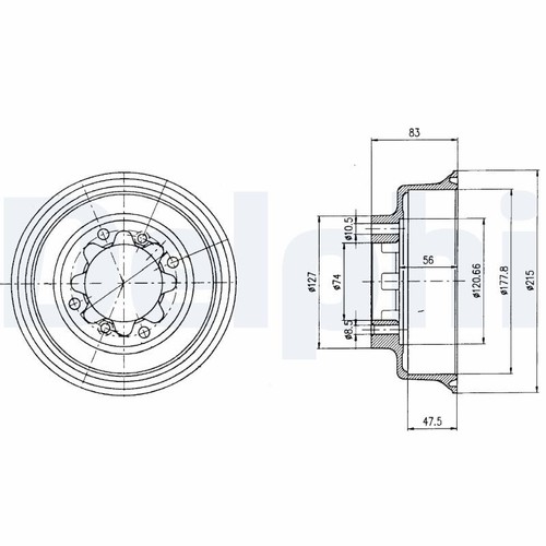 Rear brake drum delphi - drum, bf43