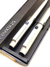 Vintage Parker 25 BLUE-Steel Fountain Pen & Ballpoint Pen