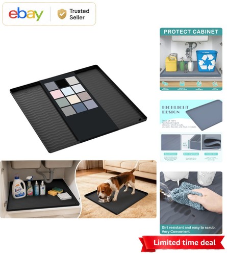 Black silicone under sink mat - sink,