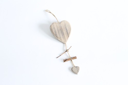 Wooden hanging love heart - hanging,