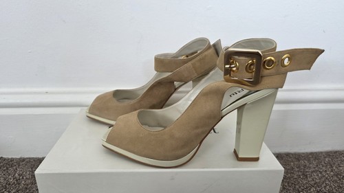 Pertu beige suede and patent - beige,