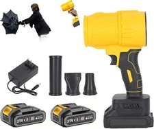 Cordless Handheld Turbo Blower Variable Speed Leaf Blower Nozzle w/ 2x Batteries