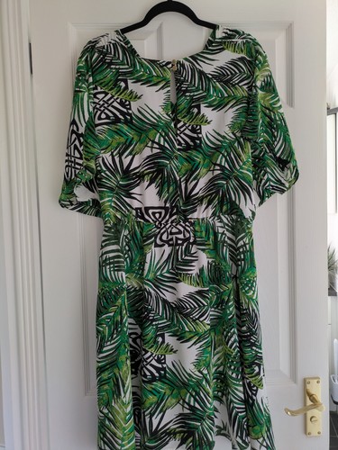 Biba green tropical palm leaf - green,