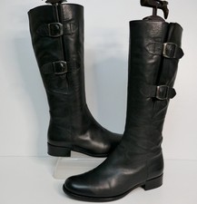 GABOR "VERANO" SOFT BLACK LEATHER KNEE HIGH VARIO CALF TWIN BUCKLE BOOTS UK 5