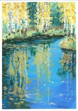 original painting A4 232PhO artwork acrylic modern landscape