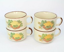 Set of 4 Vintage Retro Ceramic Soup Bowls Mugs 1970s 400ml Chicken Soup