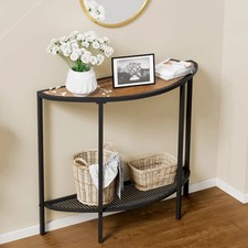 SAYGOER Half Moon Console Table 2 Tier Narrow Entryway Table with Storage Small