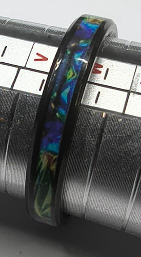 Black opal inlay ring - black,