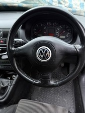 VW GOLF MK4 BLACK LEATHER STEERING WHEEL 3 SPOKE GTI TDI GT PD150 (1998 - 2004)