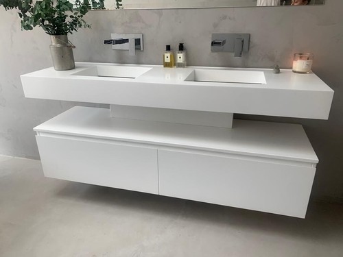 Bespoke double corian sink - double,