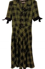 Tara Starlet Green & Black Plaid 50s Rockabilly Dress Sz 6-8 Preppy 