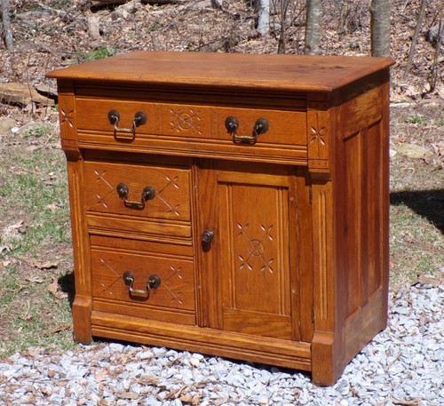 Antique oak chest commode - oak,