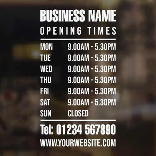 Shop window opening hours - window,
