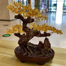 2.43LB  Quartz Crystal Bonsai Tree Energy Tree Gemstone tree of Life home decor