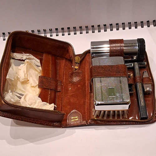Vintage brown leather travel - vintage,