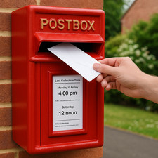 Classic Red Wall Mounted Cast Iron Post Box | Lockable Letterbox | Rustproof