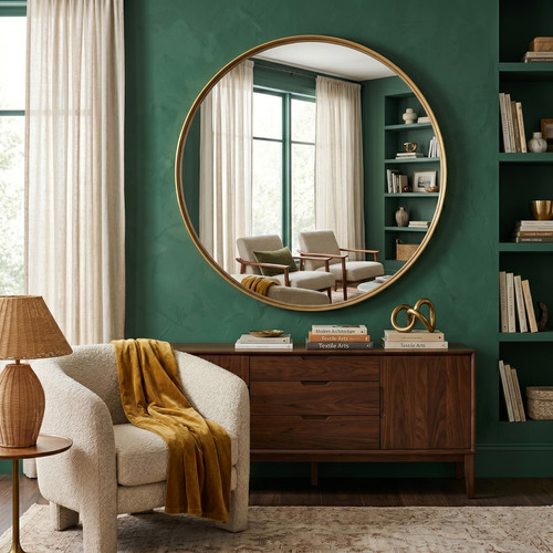 Round mirror gold - round,