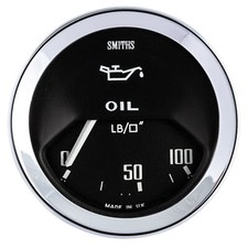 Smiths Classic Oil Pressure Gauge Electrical - Black Dial Face / Chrome Bezel