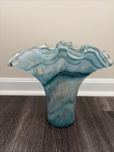 Hand blown murano style blue - hand,
