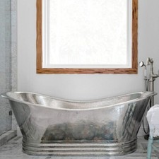 Luxury Solid Copper Bathtub Hand Hammered Shiny Nickle Plated  I Free shipping I