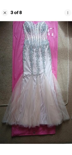 Jovani nude mesh silver