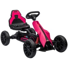 HOMCOM Ride-On Cars Children Pedal Go Kart w/ Adjustable Seat, Handbrake - Pink