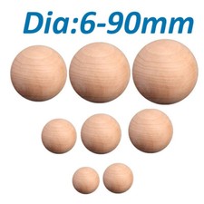 Natural Round Wooden Craft Balls Wood Solid Ball Spheres Supplies Dia 6mm-90mm