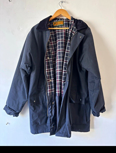 Game navy waxed cotton long - navy,