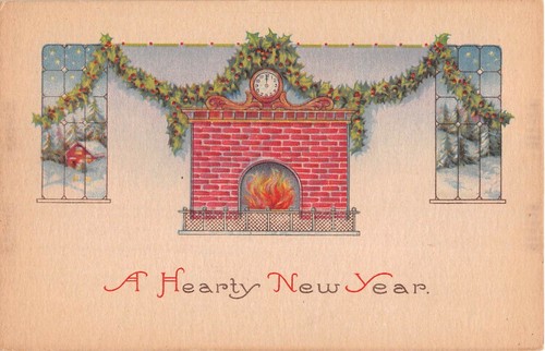 Windows holly by fireplace - &,