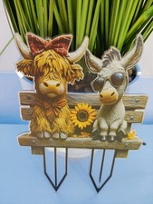 Highland Cow&Donkey On Garden