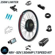 E Bike Conversion Kit 27.5" Rear Motor 7 Speed Freewheel 250W Mode 30A Sinewave