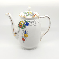 Wetley Bone China Teapot Gold Trim Porcelain Fuchsia Design Sampson Smith Ltd
