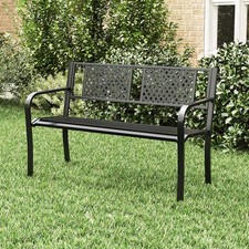Metal Garden Bench 127cm Black