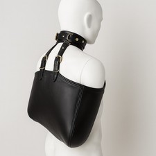 Real Leather BDSM Arm Binder Restraint Handcuff Neck Collar Back Bondage Set New