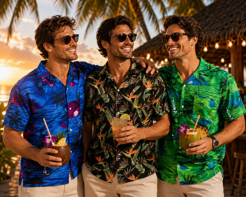 Mens beach hawaiian shirt - shirt, stag