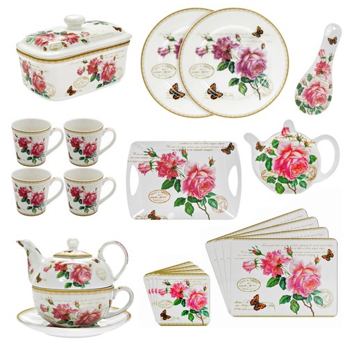 Redoute rose floral pink trays - redoute,