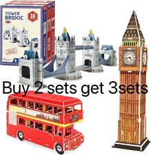 3D Puzzle UK London Architecture Building Model Landmark Tower Bridge BigBen Bus