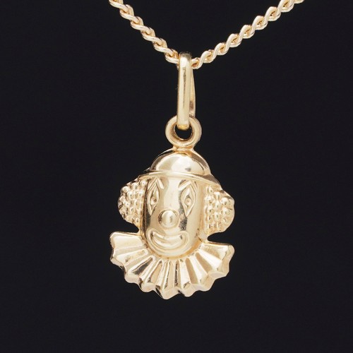 9ct gold clown charm pendant - clown,