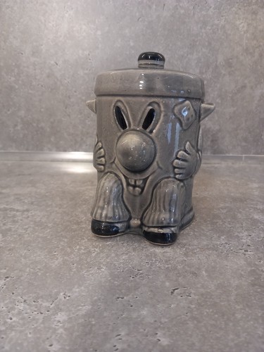 Vintage ceramic grey dusty bin - ceramic,