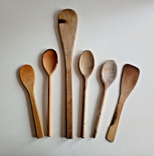 6 Vintage Wooden Baking Spoons