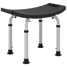 HOMCOM Aluminium Shower Stool w/ Adjustable Height Non-Slip Bath Stool Black