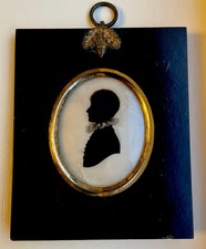 Antique Portrait Silhouette Of A Boy By Hinton-Gibbs C1810 Backed With Wax