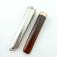 ANTIQUE STERLING SILVER CHEROOT HOLDER & AMBER CHEROOT HALLMARKED 1903 CHESTER