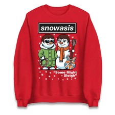 Snowasis Some Might Sleigh Christmas Jumper, Funny xmas Music Band Spoof SWEATER