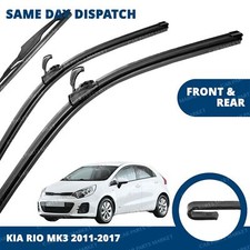Front/Rear Windscreen 26" 16" 11" Flat Aero Wiper Blades for Kia Rio 11-17