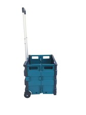 Seco Square Handle Medium Foldable Plastic Crate Trolley - Blue